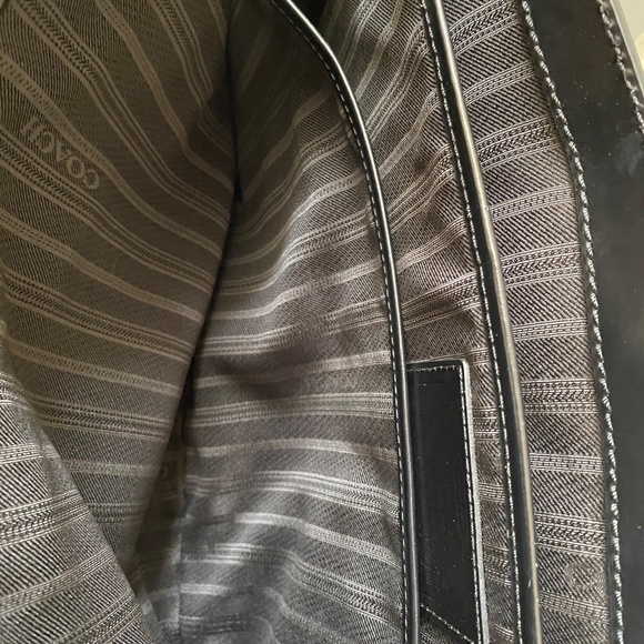 Coach Crosby Box Grain Textured Leather Flap Brief 70961 Brass/Black - Picture 12 of 13